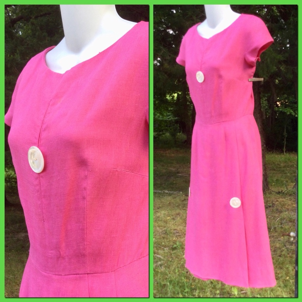 Vtg Linen Dress, sz M?